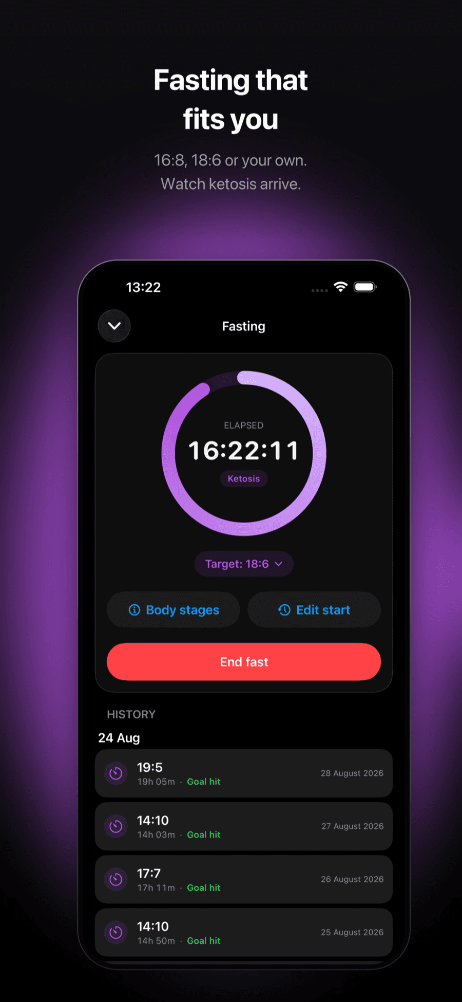 Healthness — timer posta na iPhoneu